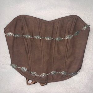 Tic Toc Glendora Distressed PU Leather Corset Top size L juniors